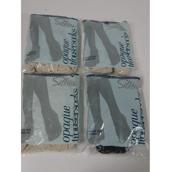 Silkies Women's Opaque Classic Ribbed Trouser Socks 4 New PKGS - Picture 3 of 4